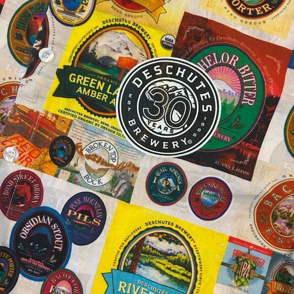 Deschutes Brewery Beer Label IPA Beer Button Down Shirt Size Large Oregon Brew - Picture 4 of 12